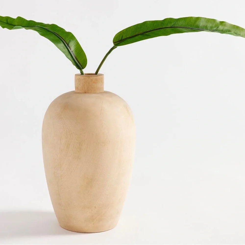 NWT Pottery Barn Mango Wood Ceramics Narrow Vase